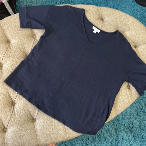 💕J.Jill Love Linen Blue Half Sleeve Top💕 - Picture 3 of 8